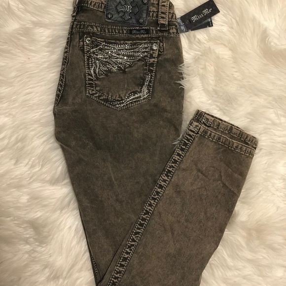 NEW Olive Green Skinny Miss Me Jeans - Picture 6 of 6